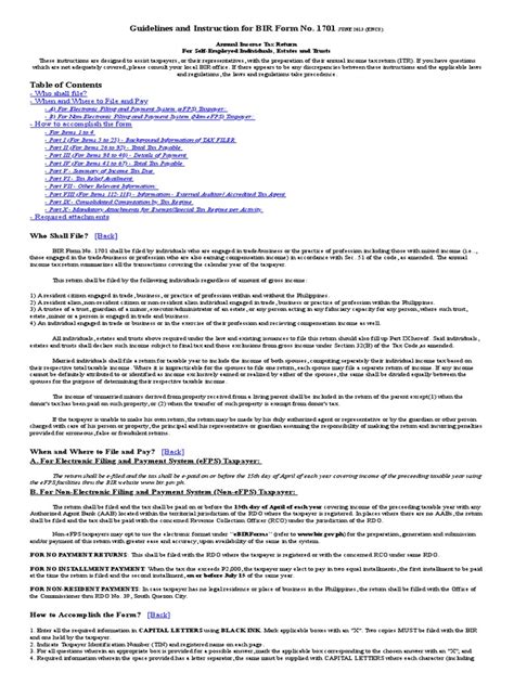 1701 Guidelines and Instructions .